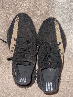 Yeezy Boost 350 V2 Black and Tan Stripe Sneakers